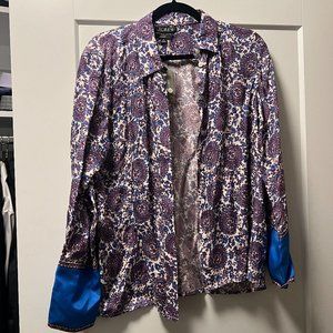 J Crew Classic-fit drapey cupro-blend shirt in floral crown